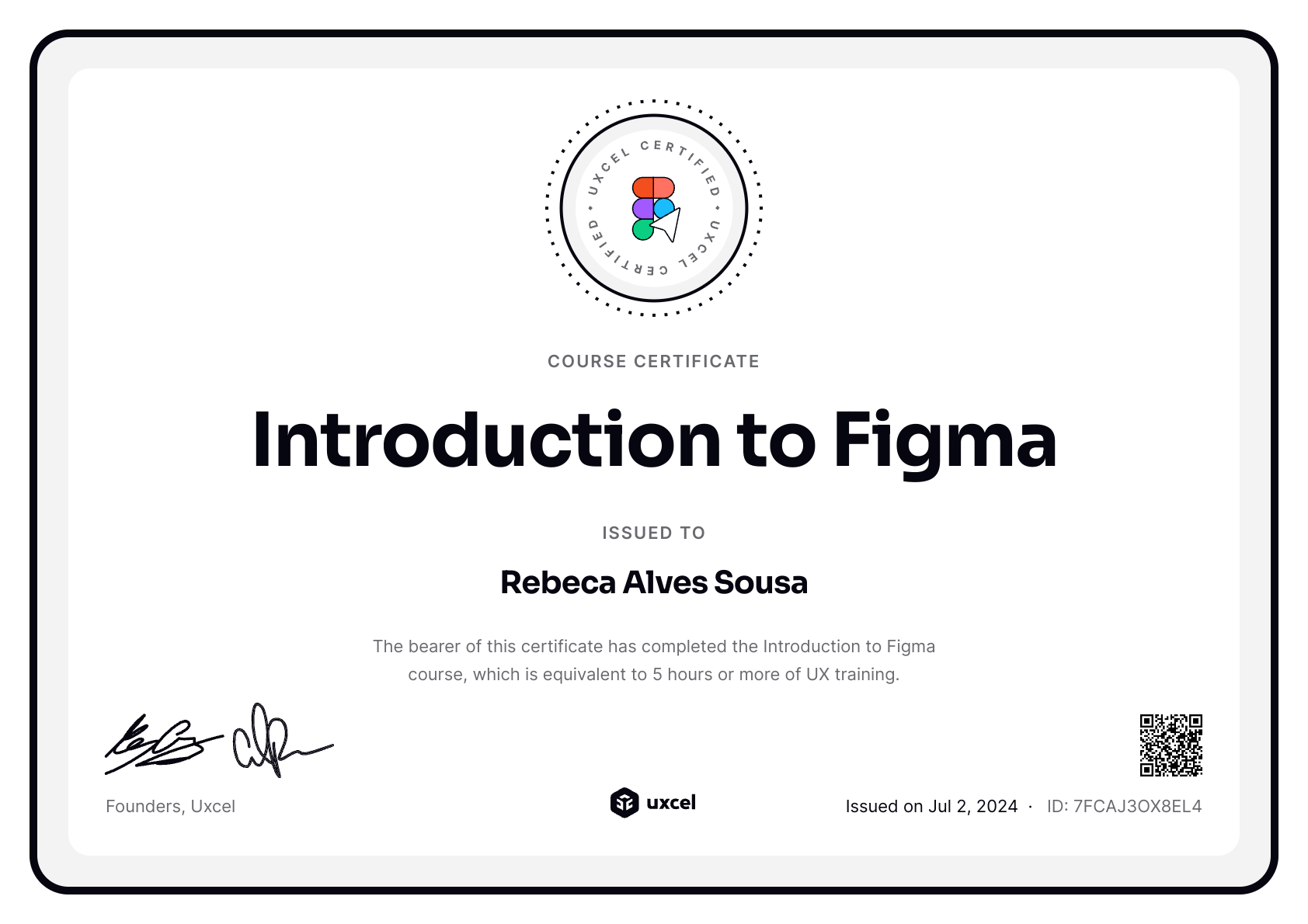Rebeca Alves Sousa's certificate